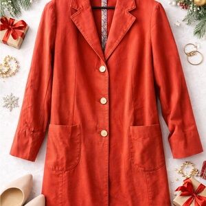 Boglioli Made in Italy Coral Wool Coat — Unstructured Italian Tailoring, Size 8